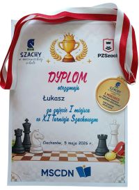 Dyplom za zajęcie pierwszego miejsca